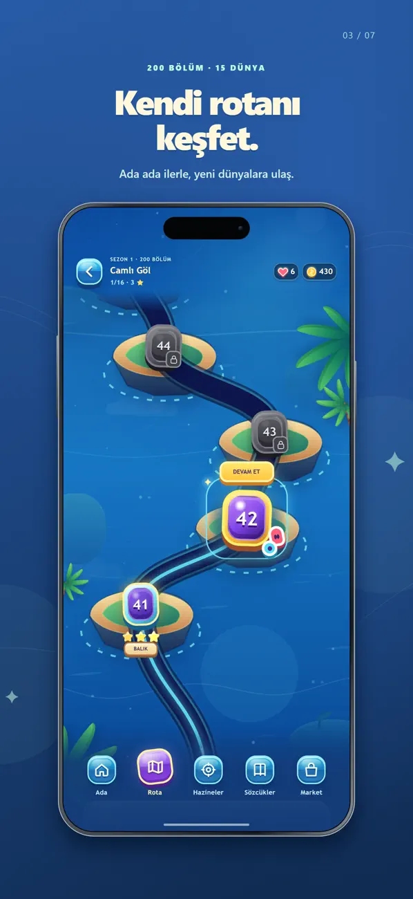 Kelimeler Adaları iPhone bölüm rotası